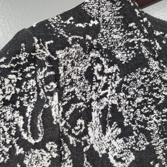 Nine West Women's Black White Fit & Flare Dress Stretch Textured 3/4 Sleeve Sz 8 - Picture 6 of 13